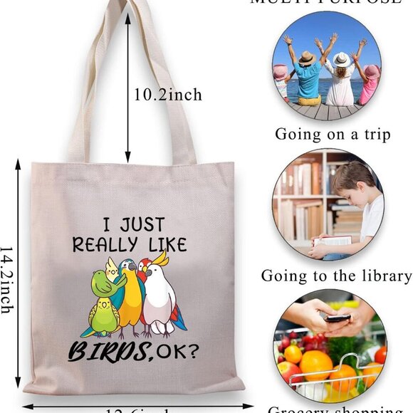 Parrots Tote Bag Soft Canvas Waterproof Reusable Bird Lover Gift - Picture 2 of 7